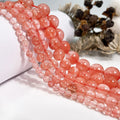 Smooth Beads for Jewelry Making DIY Handmade Crafts Rose Cherry Quartz Gemstone Loose Beads Gemstone Bracelets Natural Beads