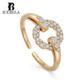Chic Trendy Light Luxury Custom Designer Fine Jewelry 925 Sterling Silver Round Hollow Out Zircon Adjustable Rings for Girls