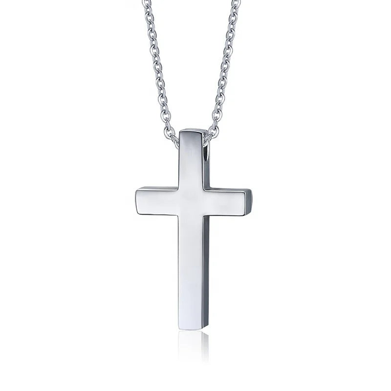 Stylish Simple Cross Necklace for Men and Women Geometric Pattern Pendant Jewelry for Wedding Party and Engagement