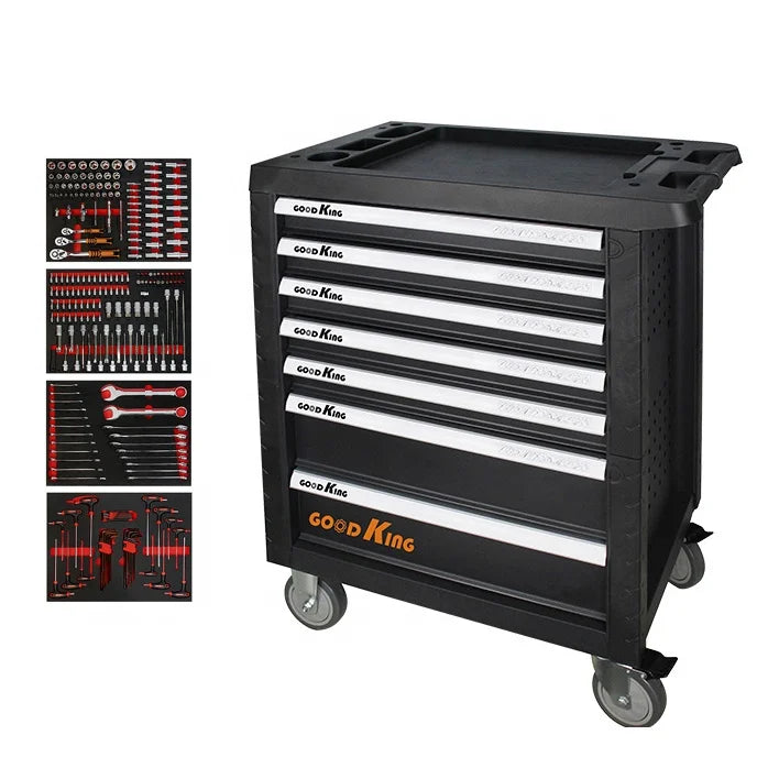 RNew 7 Drawers Olling Metal Tool Cabinet Trolley Cart With Workshop Tool Sets Box Automobile Maintenance and Repair Industry