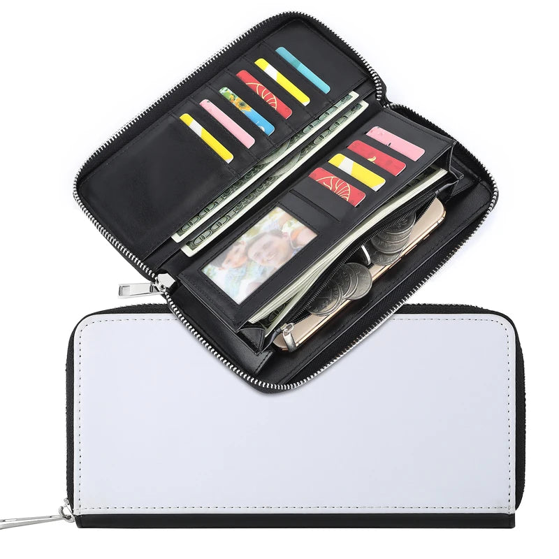 Hot Sales Blank Sublimation PU Leather Zipper Card Holder WalletDIY Photo Printing Long Purse