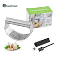 FANGYUAN 3 in 1 Premium Full Stainless Steel Manual Kitchen Garlic Press Rocker Mincer Masher Tool Set with Peeler