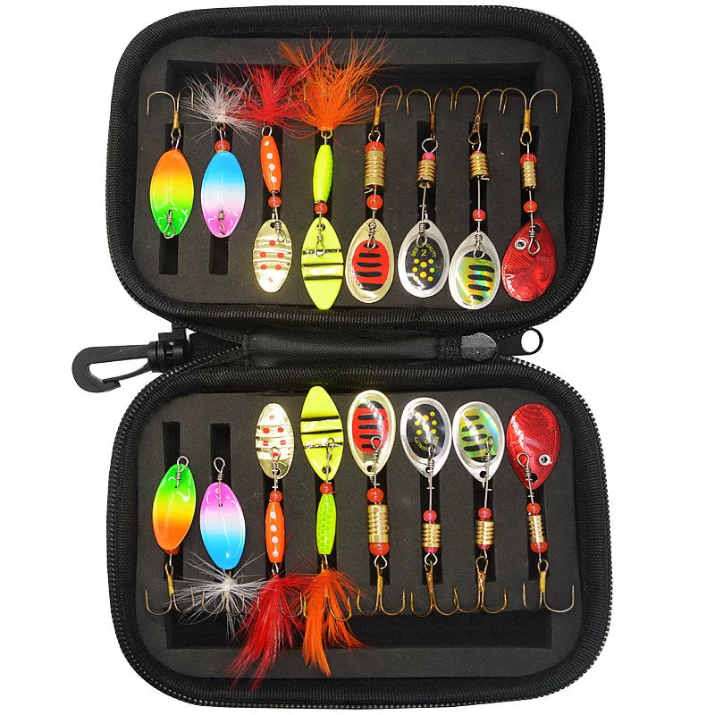 WS004 16pcs Spinner Casting Fly Fishing Lures Set Flying Butterfly Pesca Lure Box Set Flies Nymphs Artificial Fishing Bait