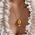 NEW VINTAGE BAROQUE AEGEAN BEACH BULB PENDANT SNAKE CHAIN NECKLACE Dazan 18k Gold Plated Tarnish Free Stainless Steel JEWELRY