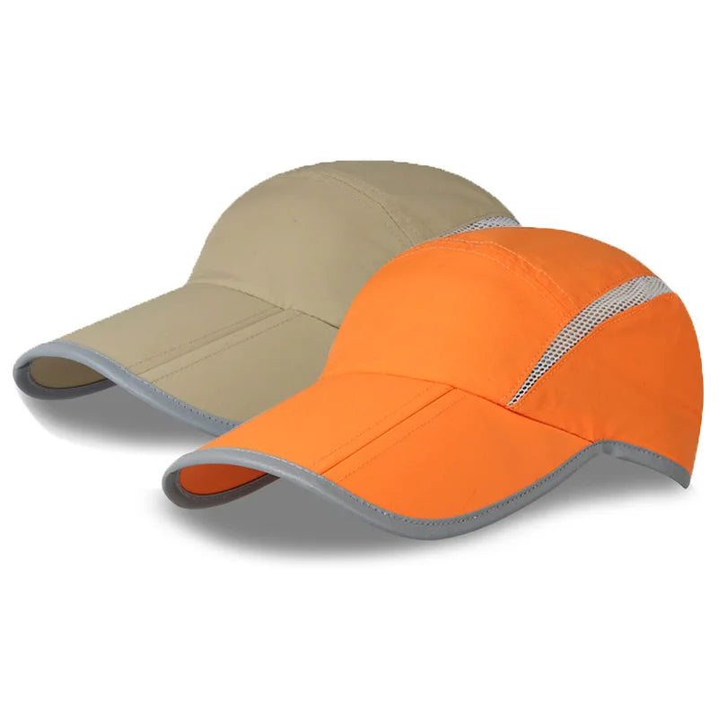 Wholesale Mesh Breathable Athletic Runners Hat Custom Foldable Men Women Sports Caps With Reflective Stripe