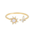 Korean Ins Trend New Women plum Blossom Flower butterfly Zirconia Opening Ring 18K Gold Plated Lady Zircon Adjustable Ring