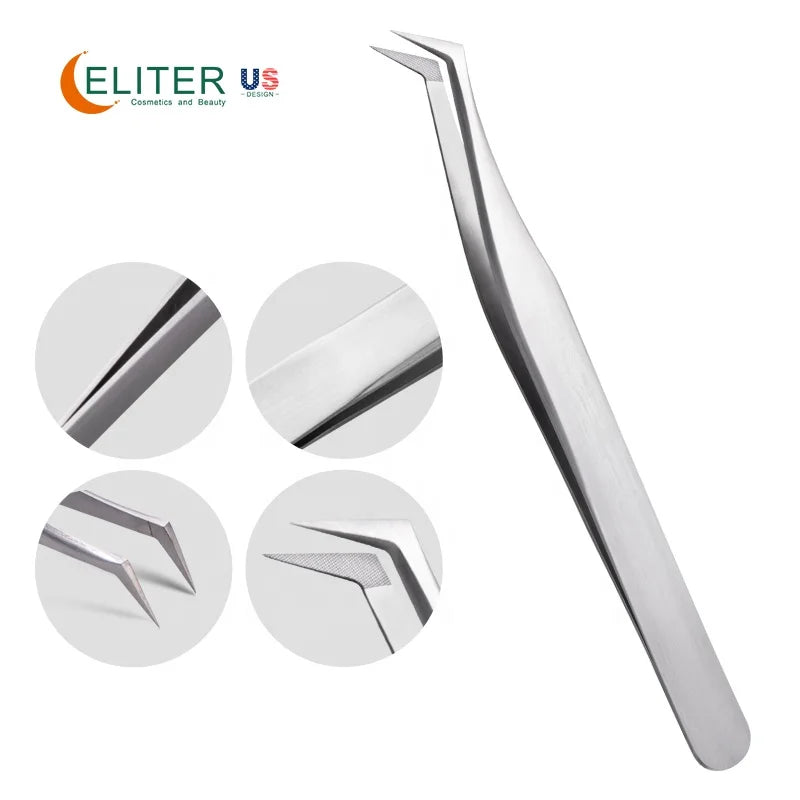 ELITER in Stock Beauty Tools Eyelash Tweezers Case Fiber Tips Eyelash Tweezers Eyelash Tweezers