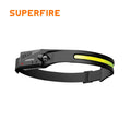 For COB Rechargeable Lithium Ion Sensor Headlamp Beam LED IP44 Waterproof 5 Modes 340 Lumens Black 1-Year Warranty for