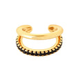 Gemnel Fashion 925 Sterling Silver Diamond Black 18k Gold Ear Cuff Earrings
