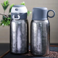 Titanium Thermos Water Bottle 380ml with 2 Replaceable Lids Vacuum Insulated Keeps Hot or Cold Drinking Cup for Gift