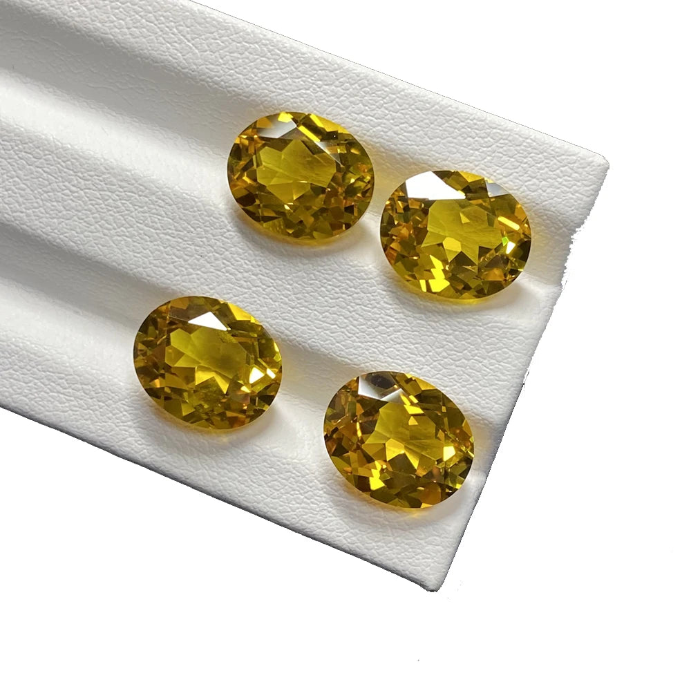 Synthetic Yellow 21# 5A Corundum Gemstone Oval Shape Sapphire Jewelry Stone