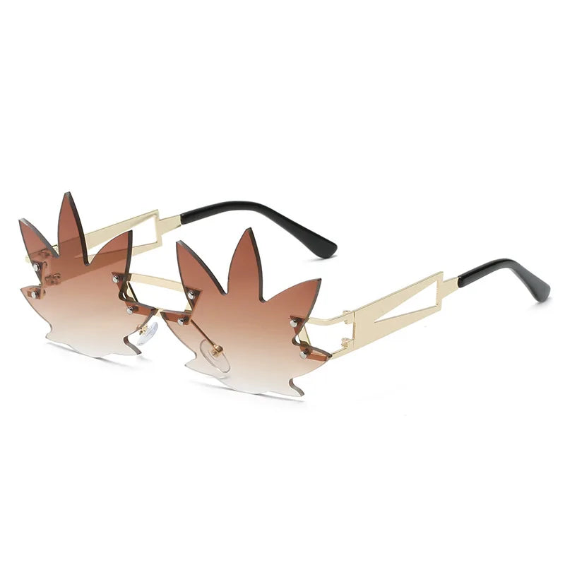 GWTNN OEM Lunettes Design Transparentes Hemp Leaf Funny Rimless Color Sunglasses