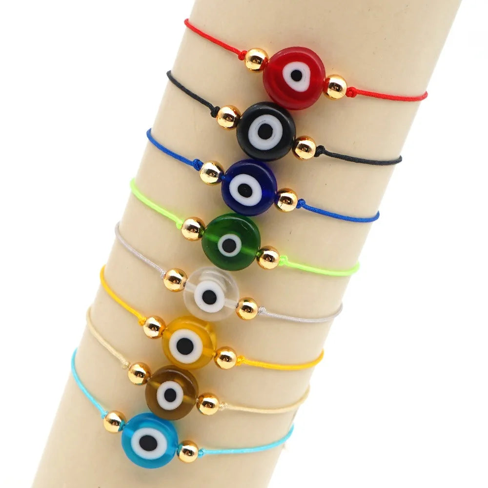New Simple Bohemian Glass Seed Beads  Evil Eye Bracelet Multi-color Bead Bracelet Adjustable for Women