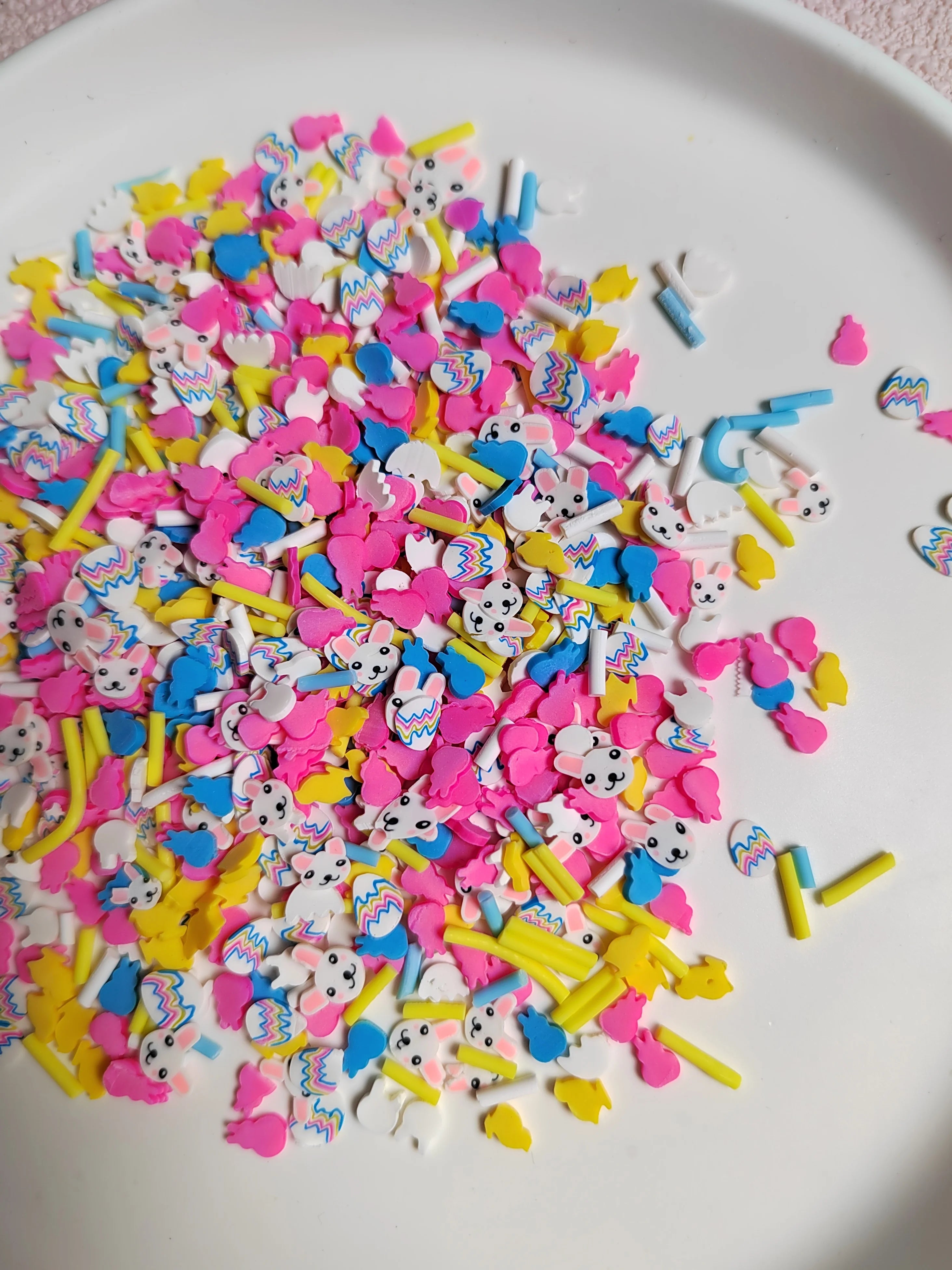 500g Easter Colorful Egg Rabbit Slices Polymer Clay Sprinkles for Crafts DIY Slime Filling Accessories Nail Art Decoration