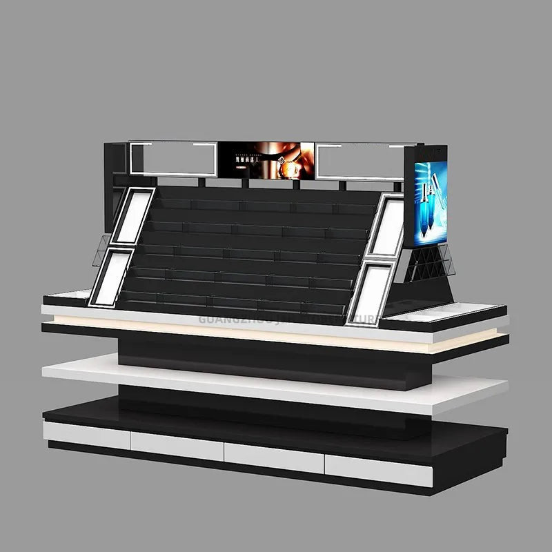 Shopping Mall Beauty Perfume showcase Cosmetics Display Cabinet with LED Display Shelves Cosmetic Counter