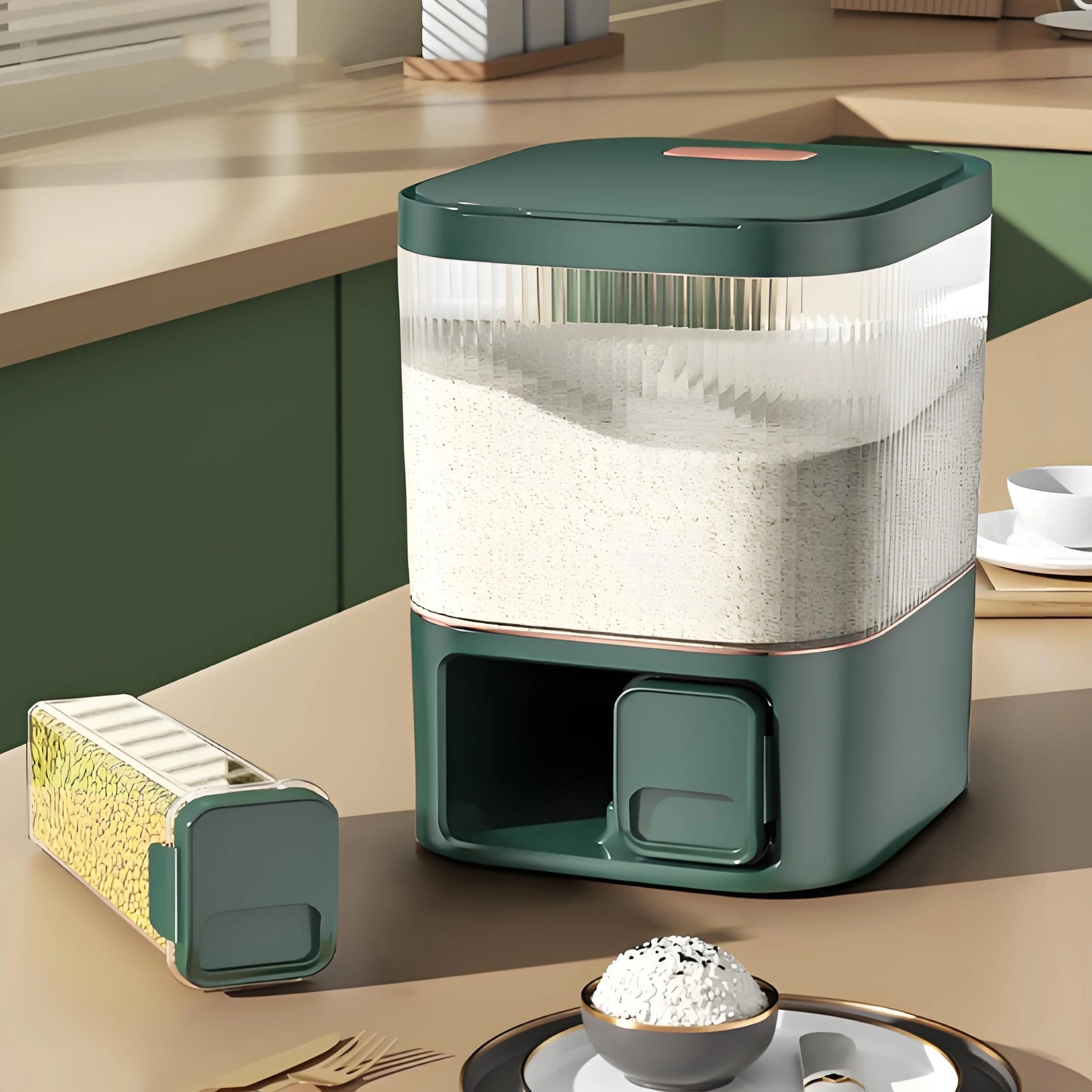 Big Capacity Moisture-Insect-Proof PET Plastic Storage Jar Sealed Metered Grain Dispenser for Food Household Use