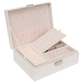 2023 Portable PU Storage Zipper Jewelers Joyero Pink Blue Organizer Display Travel Case Boxes Button Leather Jewelry Box/