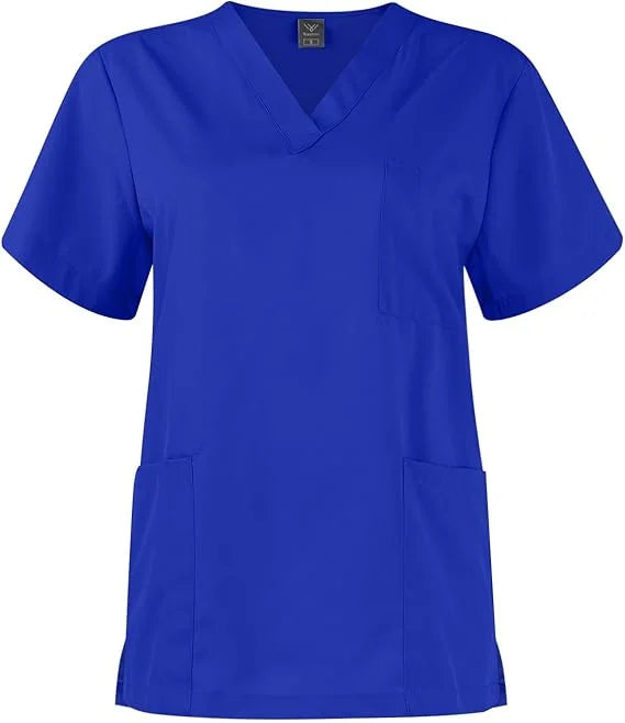 European Style Scrubs Set V-Neck Stretch Tops Pockets & Cargo Pants Jogger Nurse Work Uniform Quick Drying