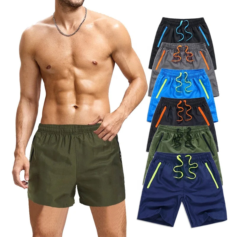 Summer Beach Shorts Men Fashion Casual Short Solid Color Quick Drying Pant Plus Size Lace up Flat Front Quick Dry Shorts Men