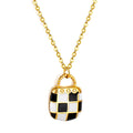 Fine Fashion Jewelry Necklace Custom Wholesale Unisex Gift Stainless Steel Gold Black White Checkerboard Bag Pendant Anniversary