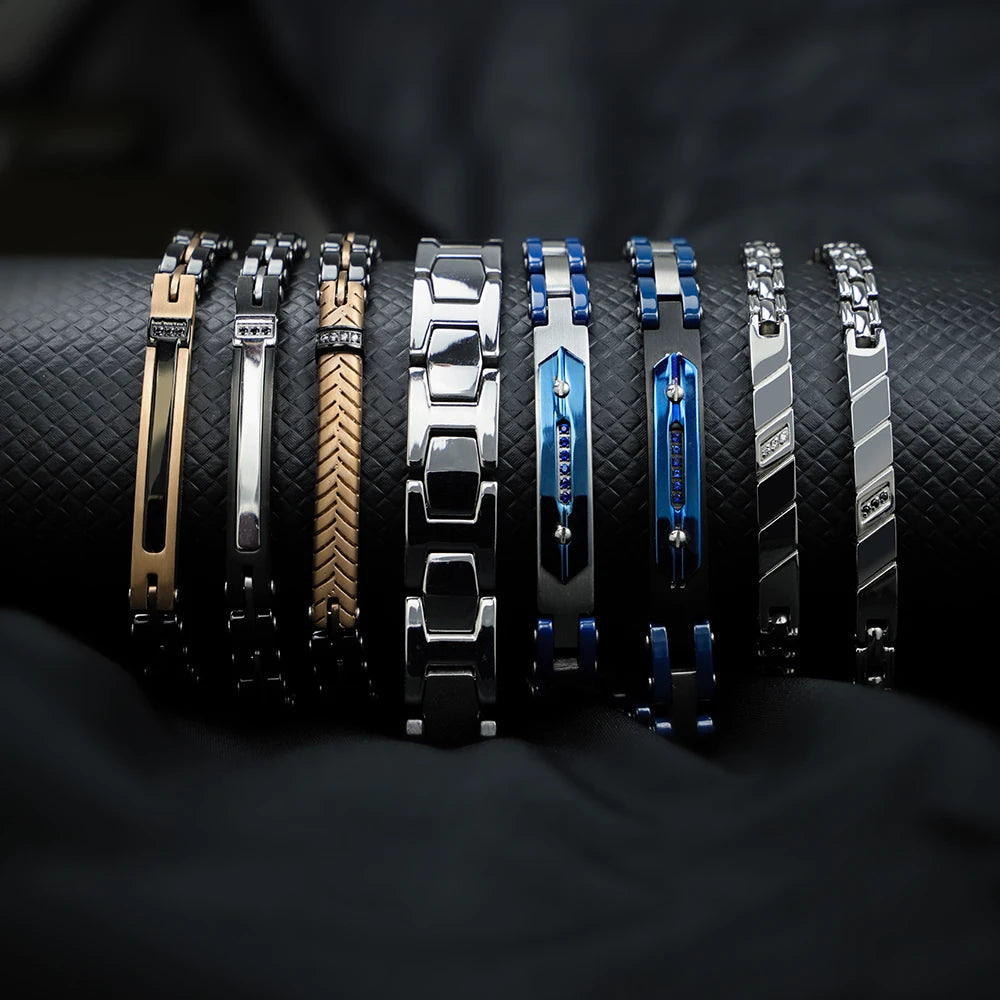 Ceramic Size Adjustable Custom Wholesale Diamond Luxury Wrap Bangle Couples Stainless Steel Jewelry Men Women Crystal Bracelets