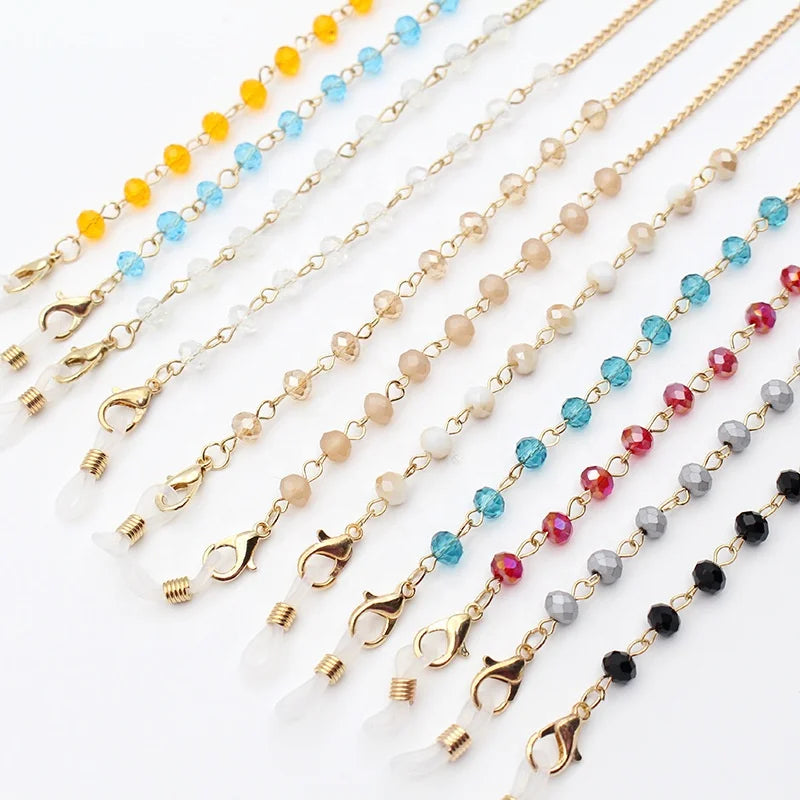 Crystal Stones Eyeglass Chain Elegant Eyewear Retainer Beaded Sunglasses Holders Around Neck for Women
