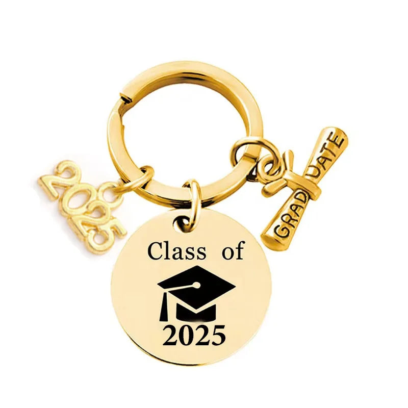 2025 Mirror Polished Custom Engrave Logo DIY Stainless Steel Blank High School College Graduation Gifts Key Chain Charm Keychain
