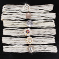 Elegant Four Row Pearl Waistband Decorated Waist Chain Elastic Dress Belt