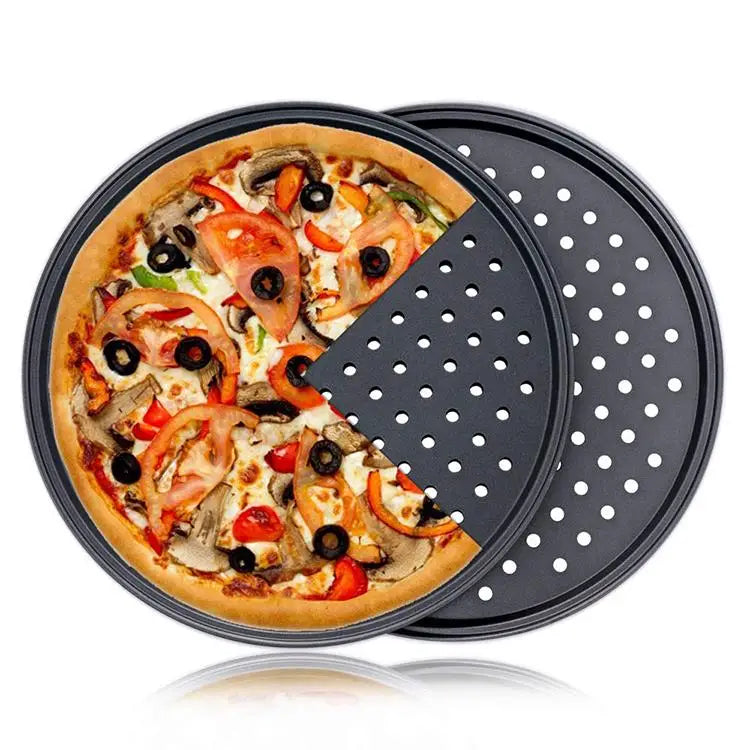 Coating Pizza Crisper Tray Bakeware Set Kitchen Tools Multifunction Pizza Pans Carbon Steel Perforated Baking Pan Enamel Coating