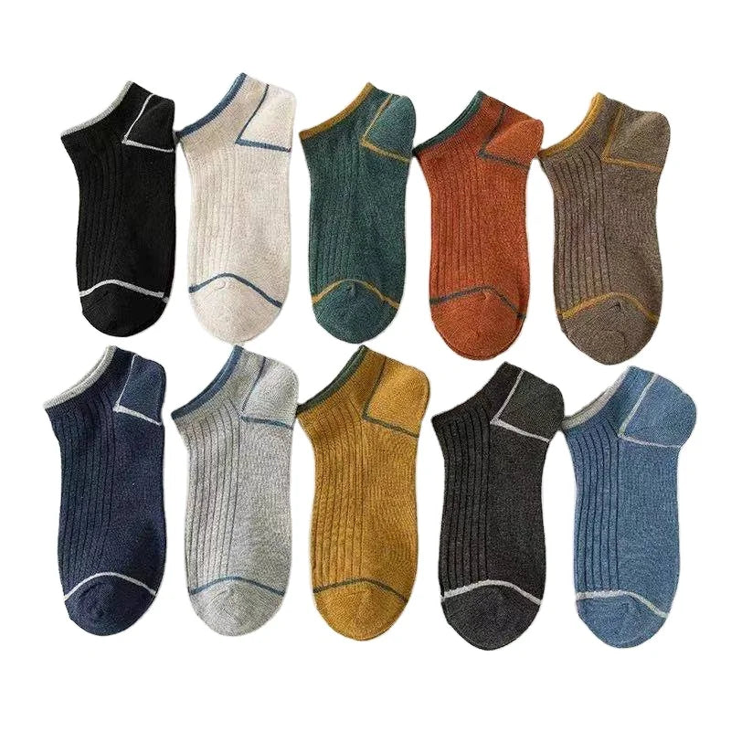 Wholesale Customized Men Cotton Ankle  Socks Solid Color logo Customized