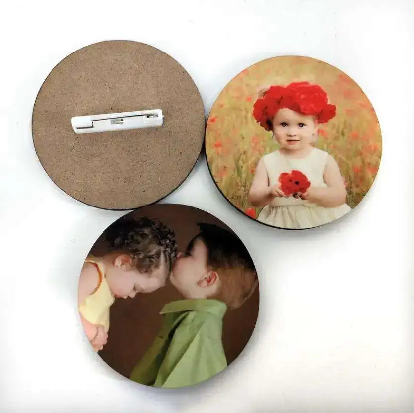 School Office Decoration 6 Inches Blank Sublimation MDF Round Name Pin Badges