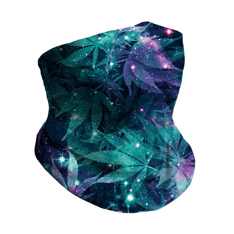 Galaxy Printing Seamless Polyester Tube Multifunctional Leaf-Design Bandana Face & Neck Gaiter for Spring