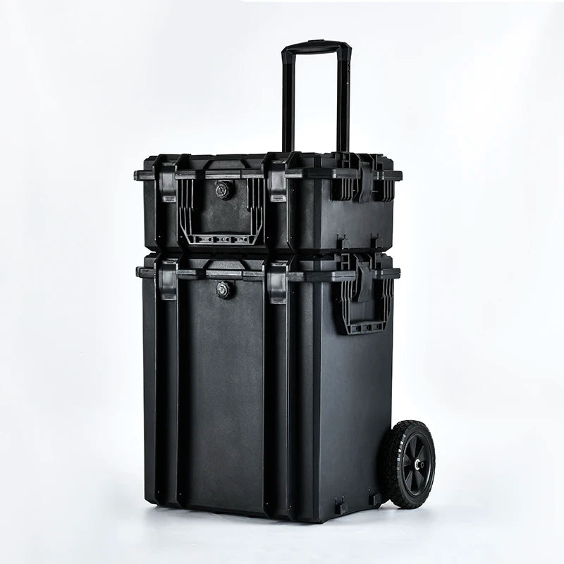 GLARY Waterproof Trolley Tool case Hard Box With Wheels Stackable Plastic Tool Transport case Rugged Electrician Tool case Set