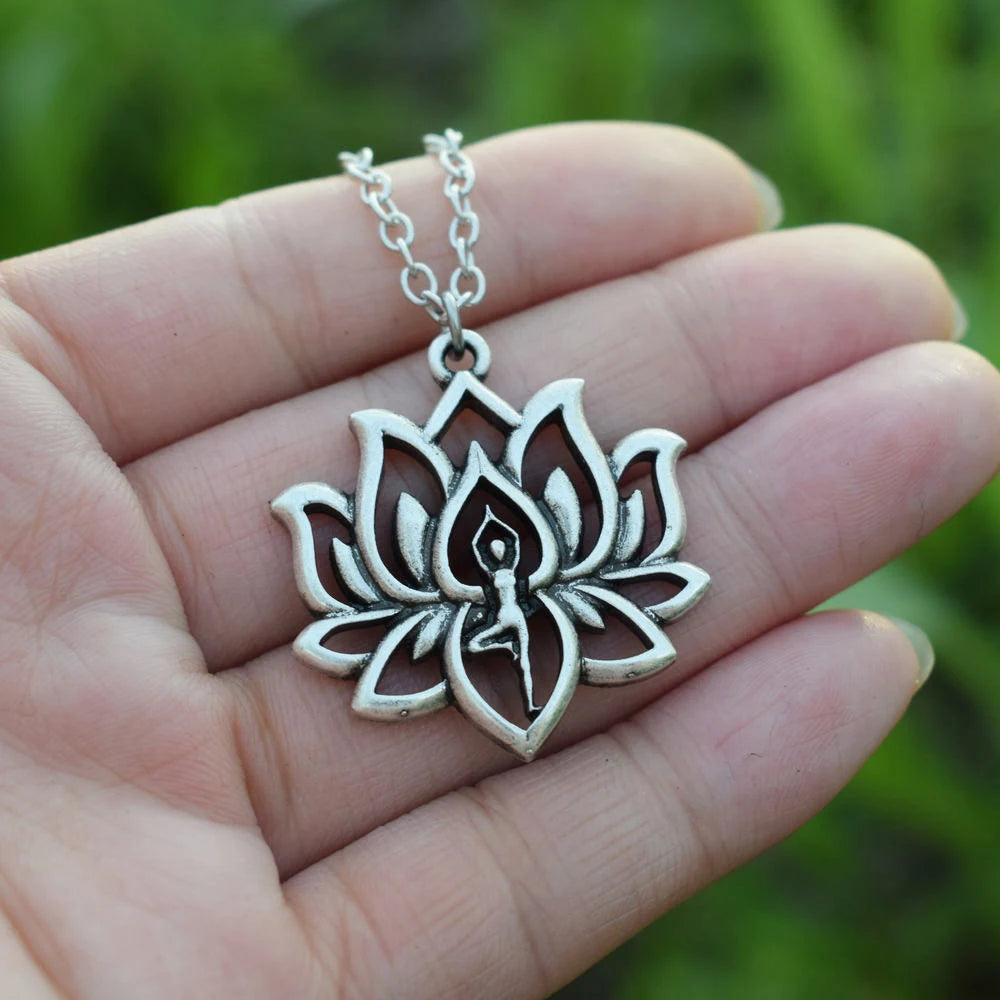 Lotus Flower Yoga Necklace Namaste Mandala Jewelry