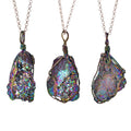 Natural Irregular Stone Geode Necklace Chain Rough Unpolished Winding Pendant Crystal Energy Agate Wrapped Amethyst Necklace