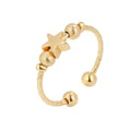 G977 Jewelry Personality Fidget Adjustable Spinning Rings Pentagram Frosted Ball Rotate Star Anti-Stress Anxiety Ring for Women