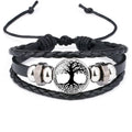 Men Jewelry Black Color AdjustableTime Gem Viking Cow Leather Wrap Bracelet