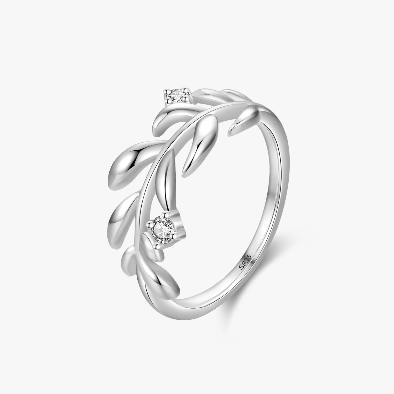 Ailmay 100% 925 Sterling Exquisite Plant Silver Tree Branch Leaves Finger Rings for Women Girls Anti-allergy Fine Jewelry Gifts