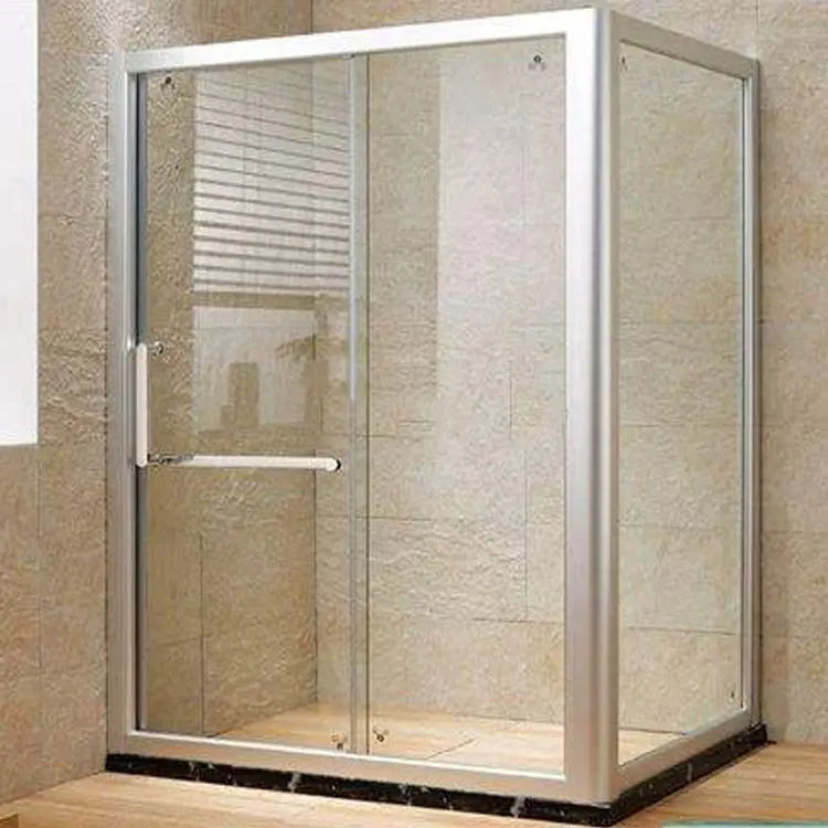 Wholesale Custom 8mm Square Folding Open Tempered Shower Enclosure Glass Panel with Aluminum Alloy Frame for Hotel Use