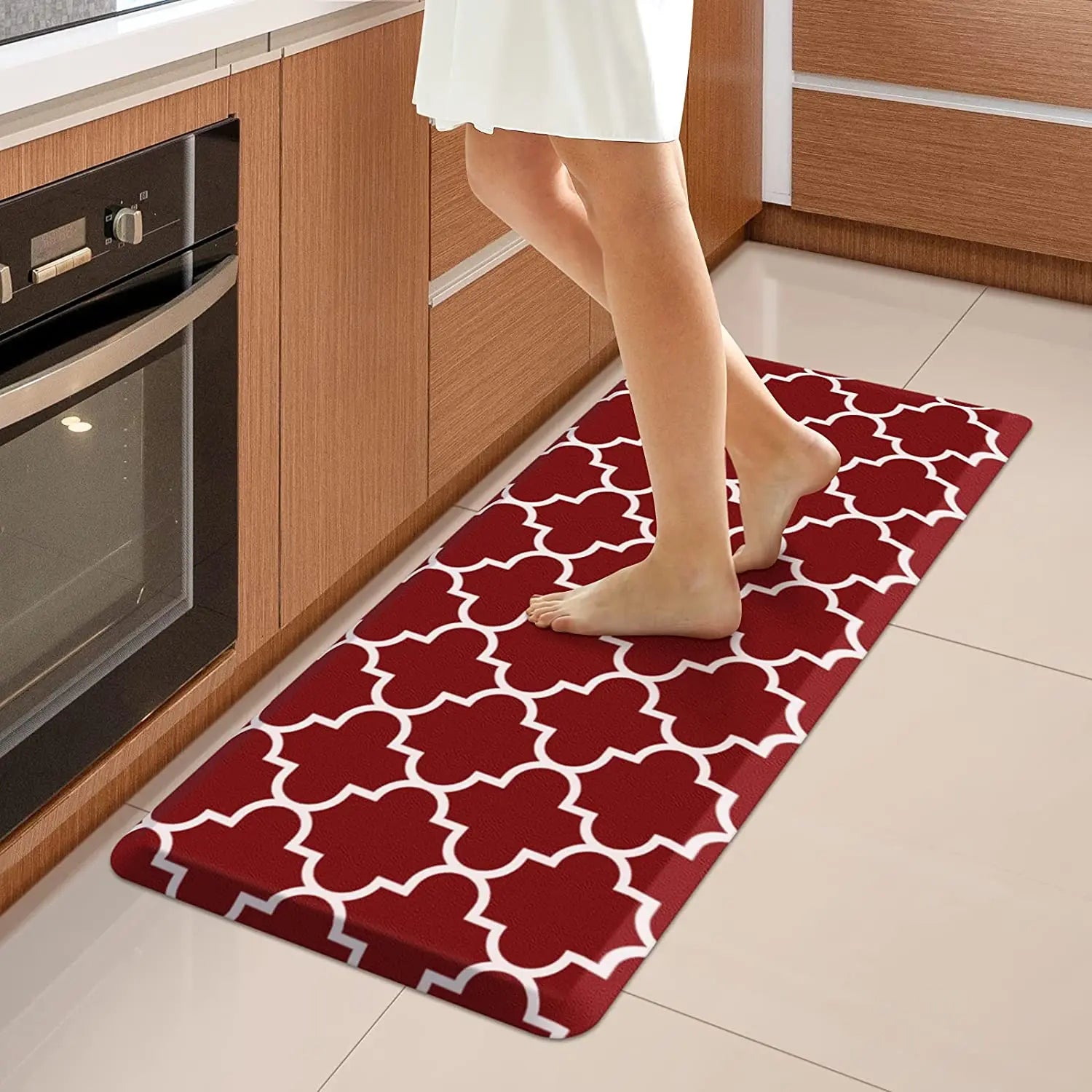 Super Eco-friendly Wholesale Oil-Proof PVC Leather Kitchen Floor Mat Waterproof Non-Slip Anti-Fatigue for Home Use