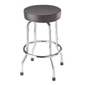 Multipurpose Padded Garage Seat with Chrome Plated Legs Black Swivel Bar Stool for Business Use