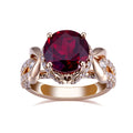 Custom Jewelry MSR-816 Fashion Design 14K Gold Lab Created Ruby Ring Round Cut Lab Grown Diamond Wedding Ring