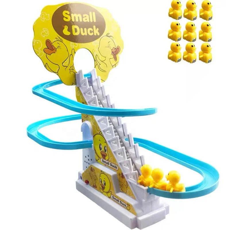 Factory Wholesale Duck Competition Set Stair Climbing Track Slot Toy With Led Flashing Light and Music