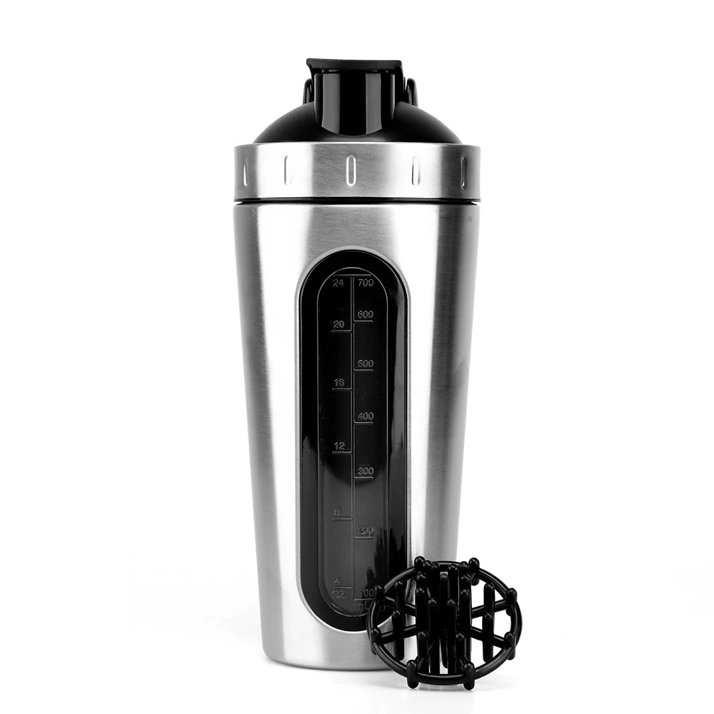 700ml 304 Stainless Steel Vacuum Viewable Shaker Bottle Sports Water Bottle Metal Thermos Flasks