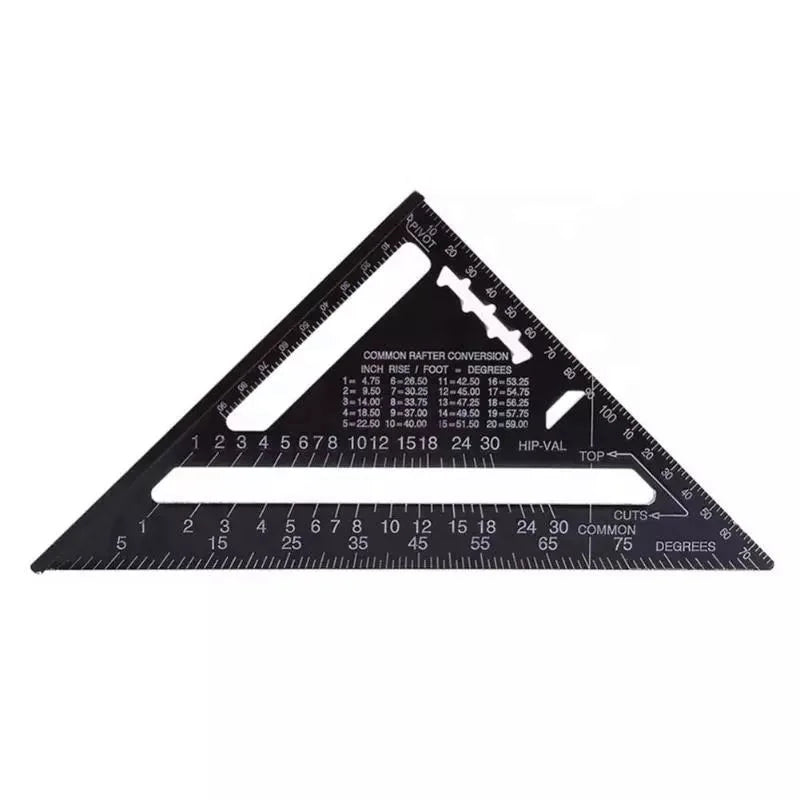 12 Inch Aluminum Alloy Triangular Ruler Multifunctional DIY Grade Measuring Tool 45 90 Degrees Angle Customizable OEM Support