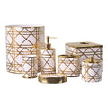 Hot Selling Luxury Gold Six-piece Hand-Painted Eco-Friendly Custom Logo Ceramic Table Top Bathroom Shower Room Decor Set