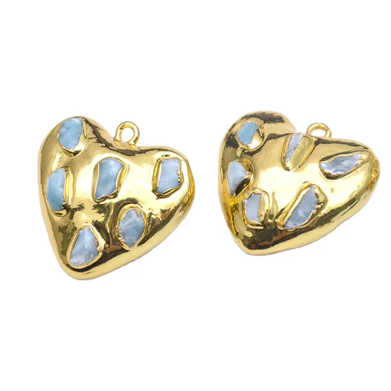 Luxury Jewelry Making Accessory 18k Gold Plated 28x28mm Natural Lalima Heart Shape Pendants for Women Necklace