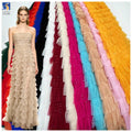 YX1151 High-Quality 200gsm Knitting 3D Red Tulle Puffy Skirt Fabric With Sequins Tulle for Girls' Princess Dress 5 Yards