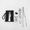 Outdoor Portable Reusable Folding Stainless Steel Knife Fork Spoon Chopsticks Travel Cutlery Set for Camping Silverware