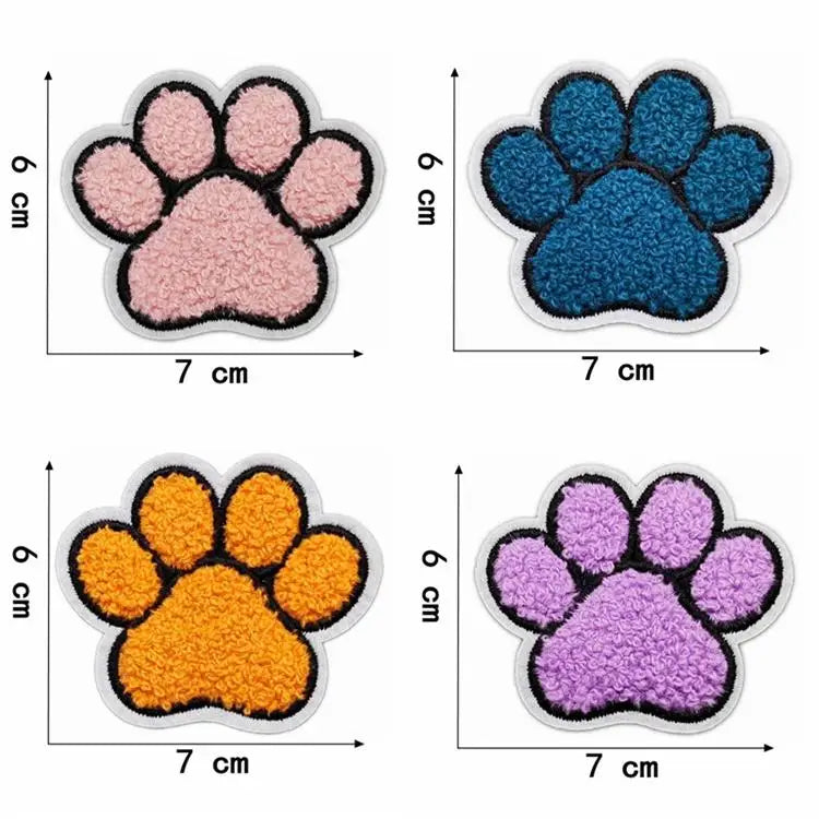New Bear Paw Chenille Woolen Embroidery Computer Embroidery Label Embroidery Cloth Patch Clothing Decoration Patch